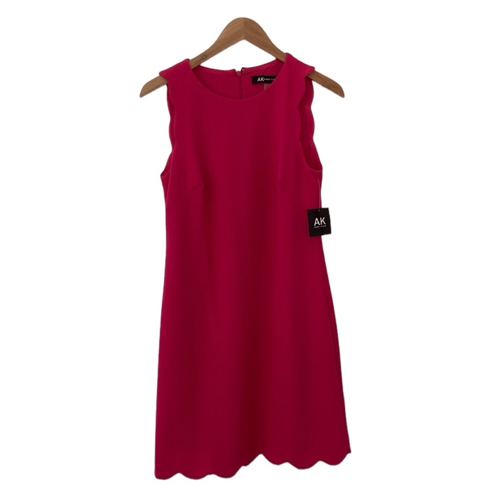 NEW Anne Klein Sleeveless Hampton Pink Scalloped edge Dress Small